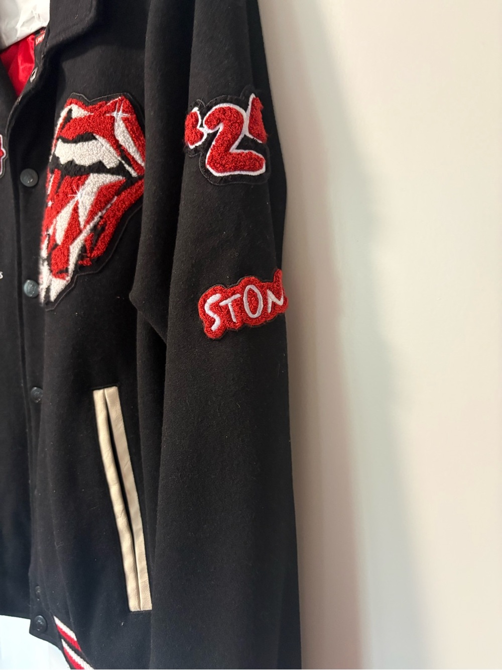 Rolling Stones Limited Edition Black Tour '24 Embroidered Varsity Jacket - Picture 3 of 8